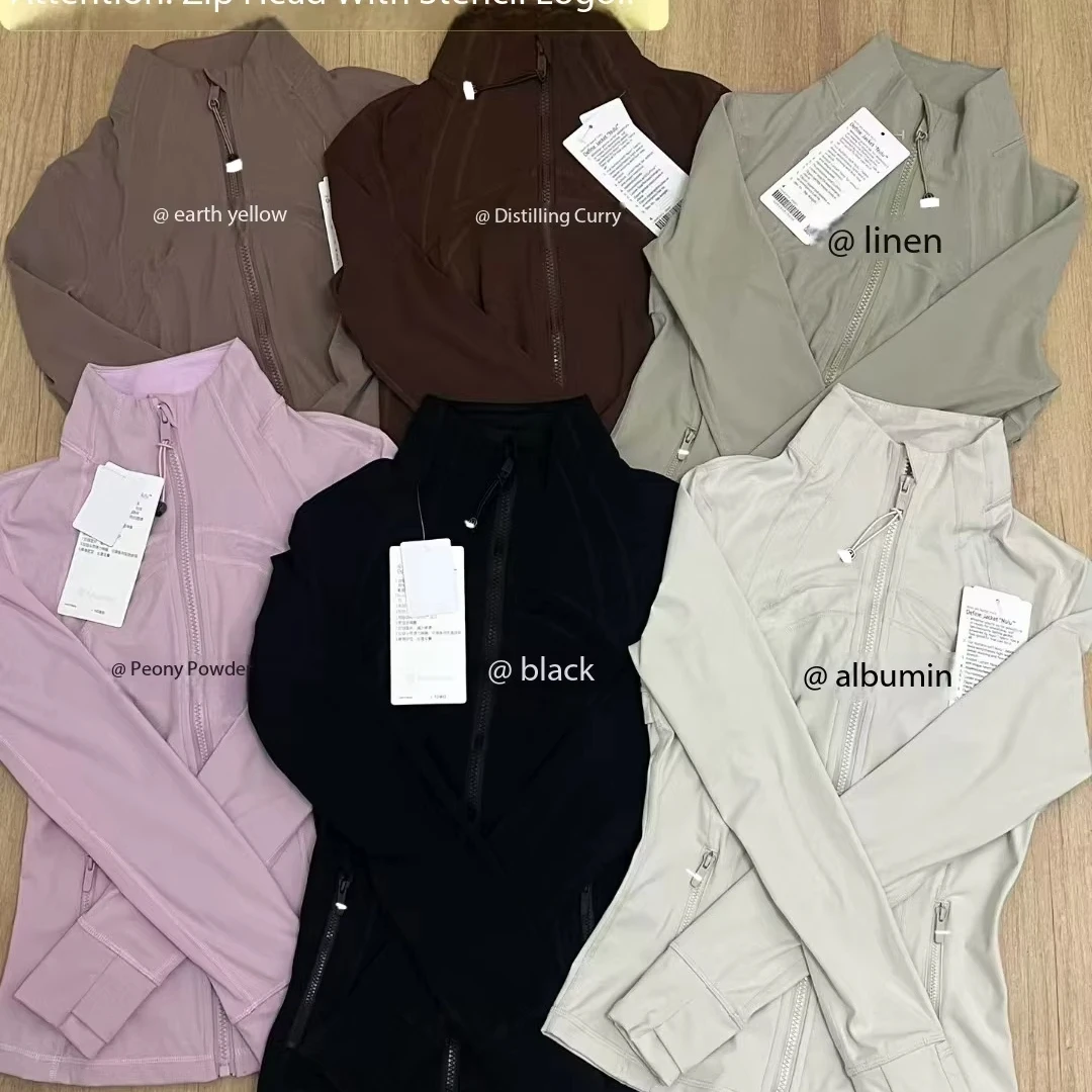 D1 Yoga Clothes, Women's Nude Jacket, Stand Collar Slim Fit Long Sleeved Running and Fitness Zipper Sports Top