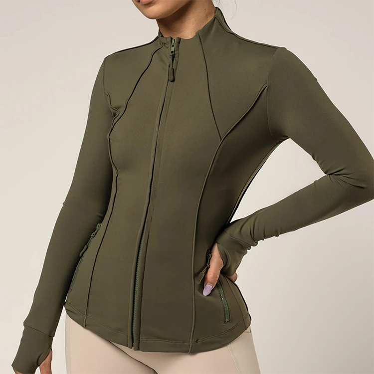 Stretch Breathable Women Print Regular Fit Long Sleeve Gym Tops Fitness Yoga Spandex/Cotton Zipper