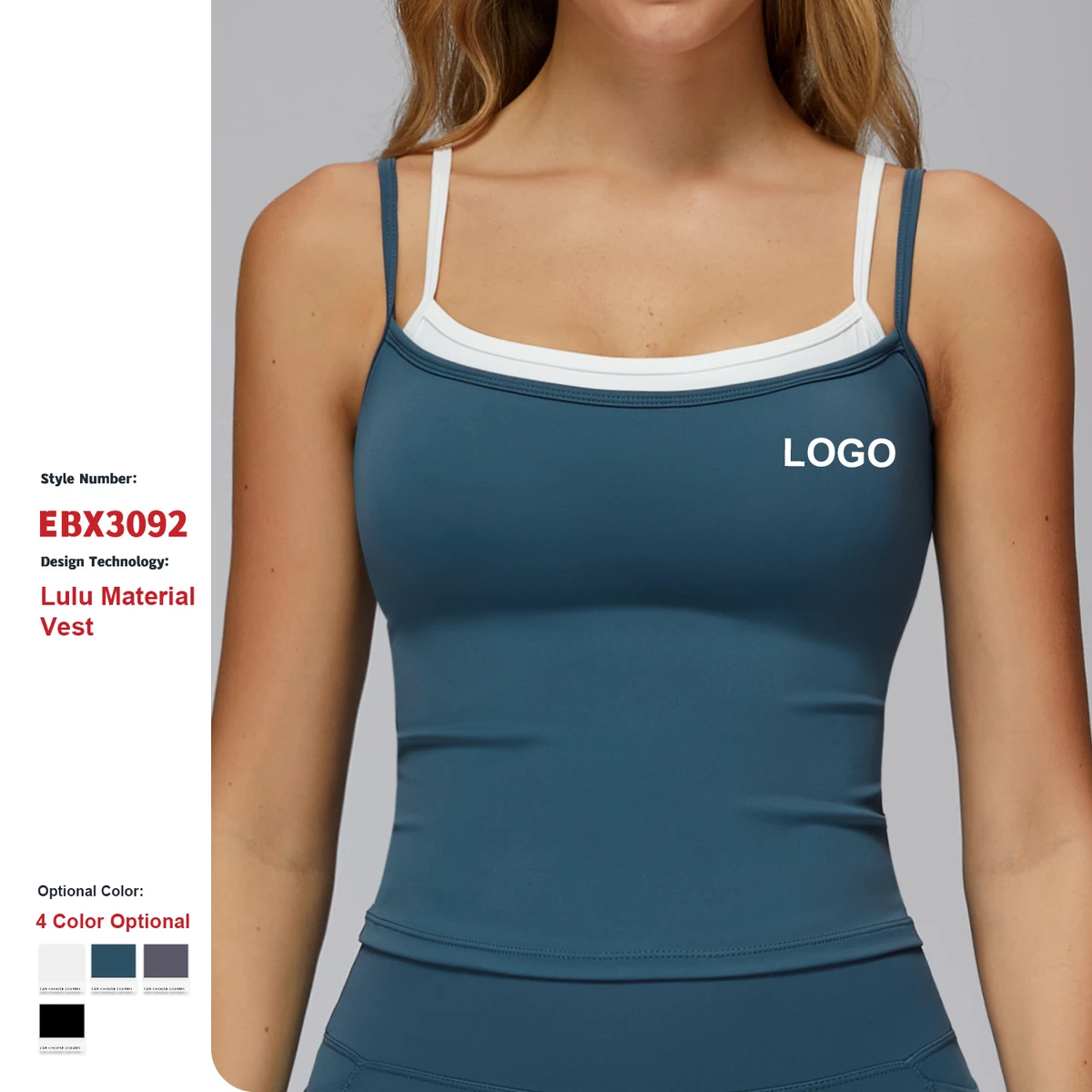 Custom High-Quality Two-Piece Camisole Tight Contrasting Color Sports Tank Top Women'S Gym Clothes Running Fitness Yoga Bra Top