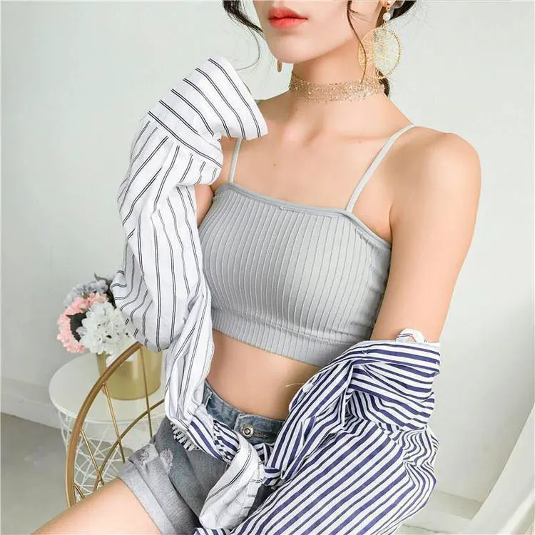 New Seamless Knitting Sleeveless Tops Threaded Double Layer Yoga Bra