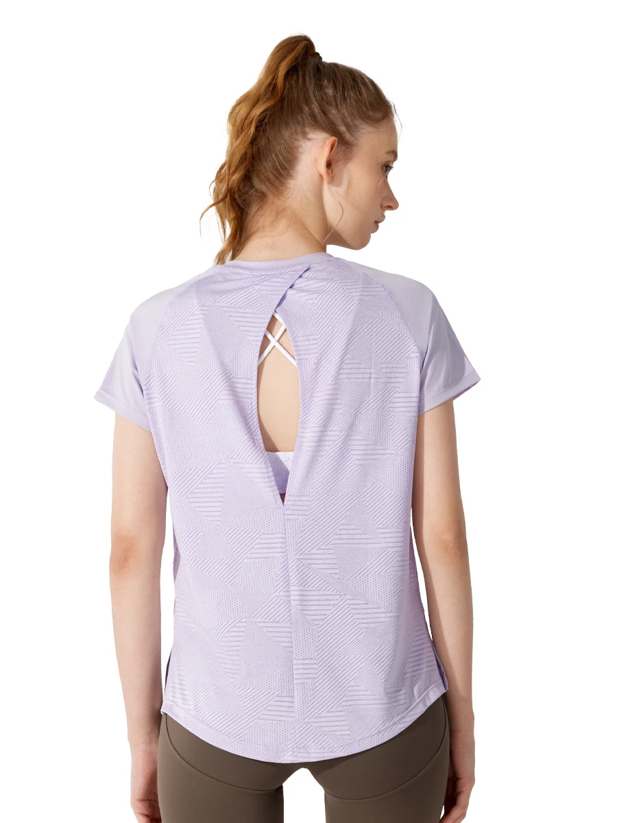 New Yoga Vest Fitness Wear Sports Top Short-sleeve Women's T-shirt Breathable Hollow Quick-dry Back Open T Shirt