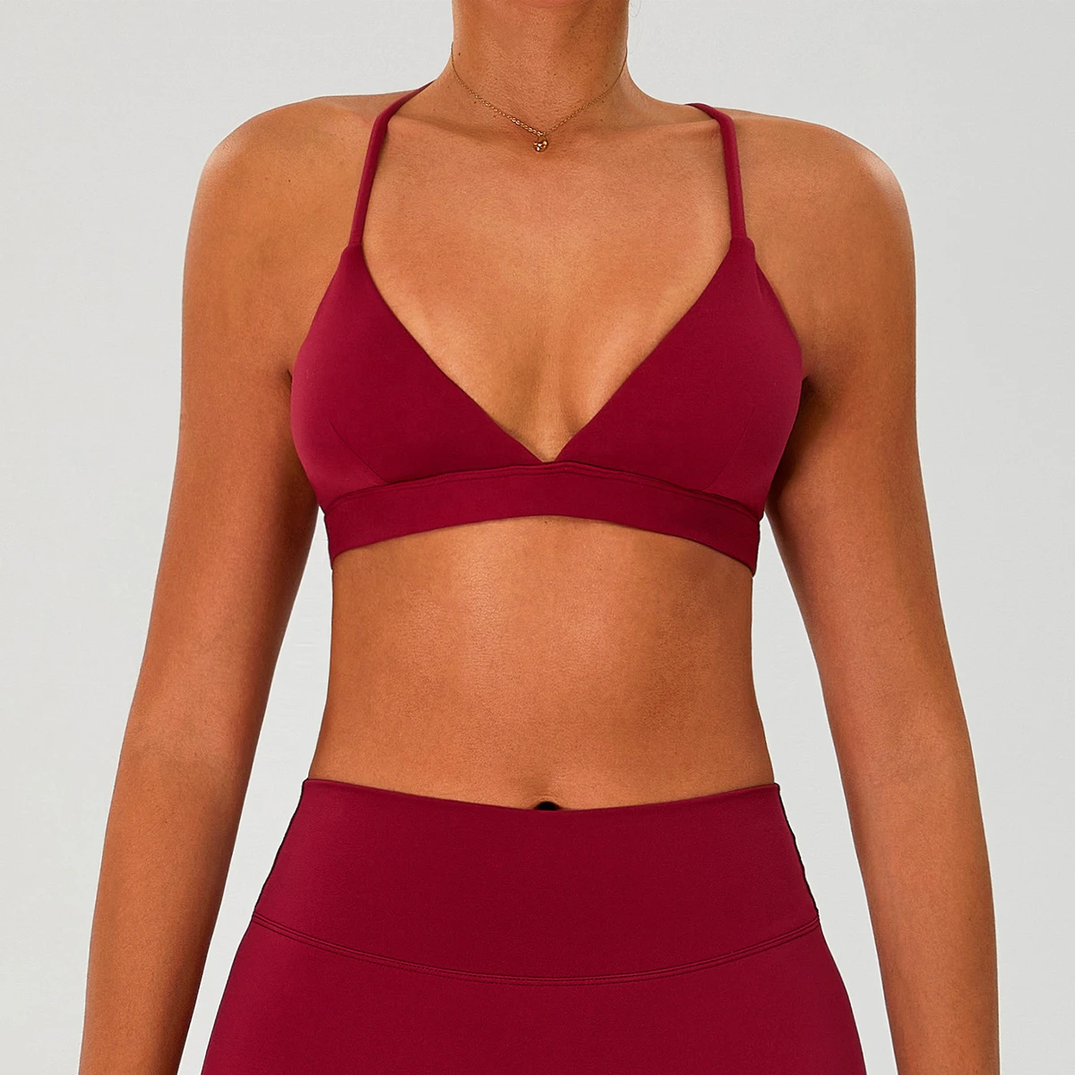 High Quality Deep V Cross Strap Woman'S Yoga Bra Quick Dry Tight Fitness Sports Bra