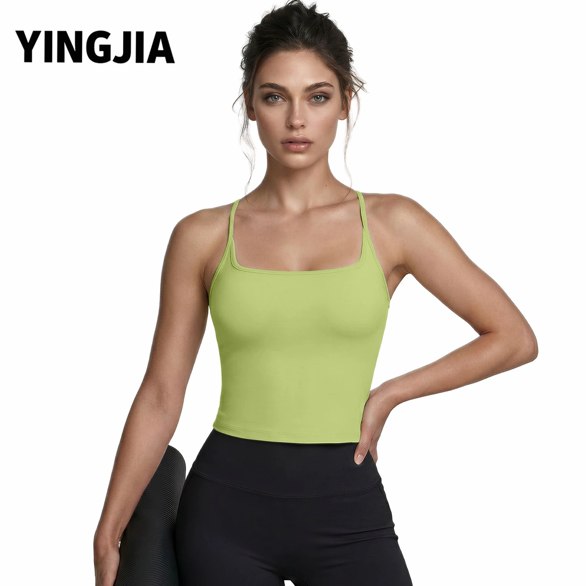 U-Neck High-Elastic High Support Spandex/Polyester Yoga Sports Bra Non-adjusted Straps Beautiful Back Womens Summer