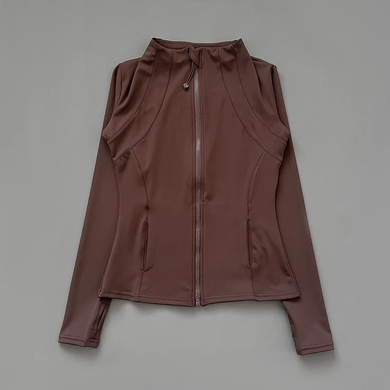 Yoga Top Women's Long-Sleeve Zipper Stand Collar Sports Jacket Slim-Fit Athletic Fitness Apparel for Yoga Running Yoga Jacket