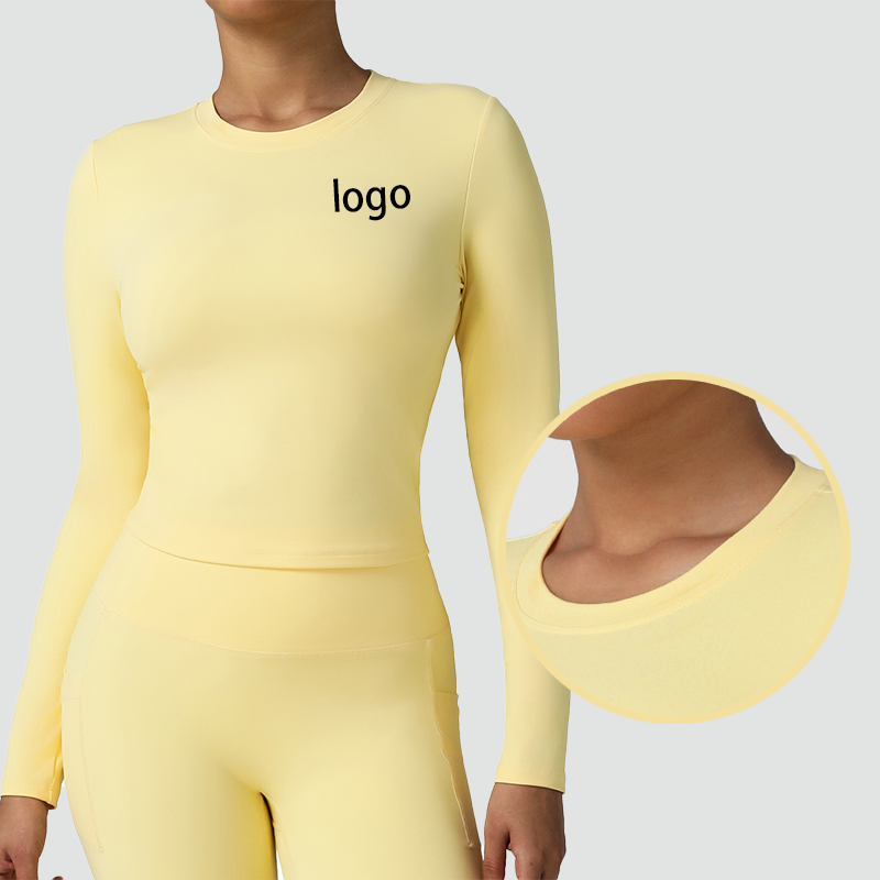 Trim Fit High-Elastic Fall And Winter Lady Custom Sports Yoga Fitness High Quality Gym Workout Long Sleeve Top For Women