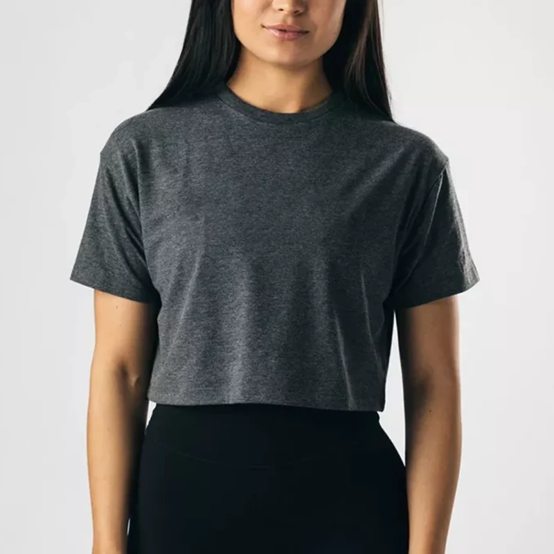 OEM New Arrival Women's Fashion Crop Tops Oversized Short Sleeve T-Shirts for Summer Sports & Yoga Training