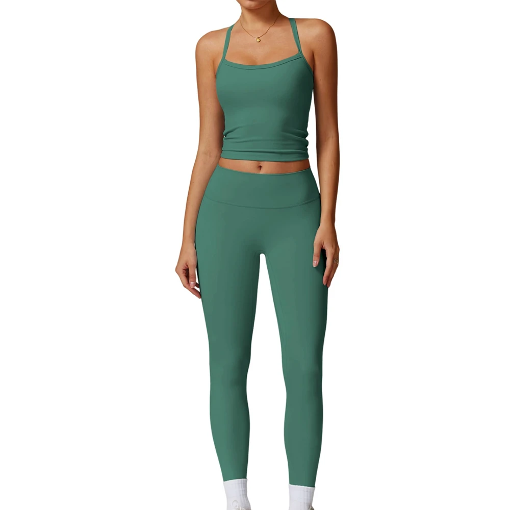 Plain Dyed Solid Color Spandex/Polyester Breathable Lightweight Yoga Set Latest Collection High Quality Women Yoga Set