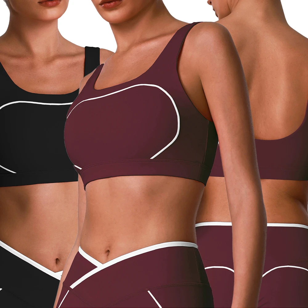 New Arrival High Impact T Back Sports Bra High Elastic Slim Fit Removable Pads Shockproof Yoga Tank Top for Women