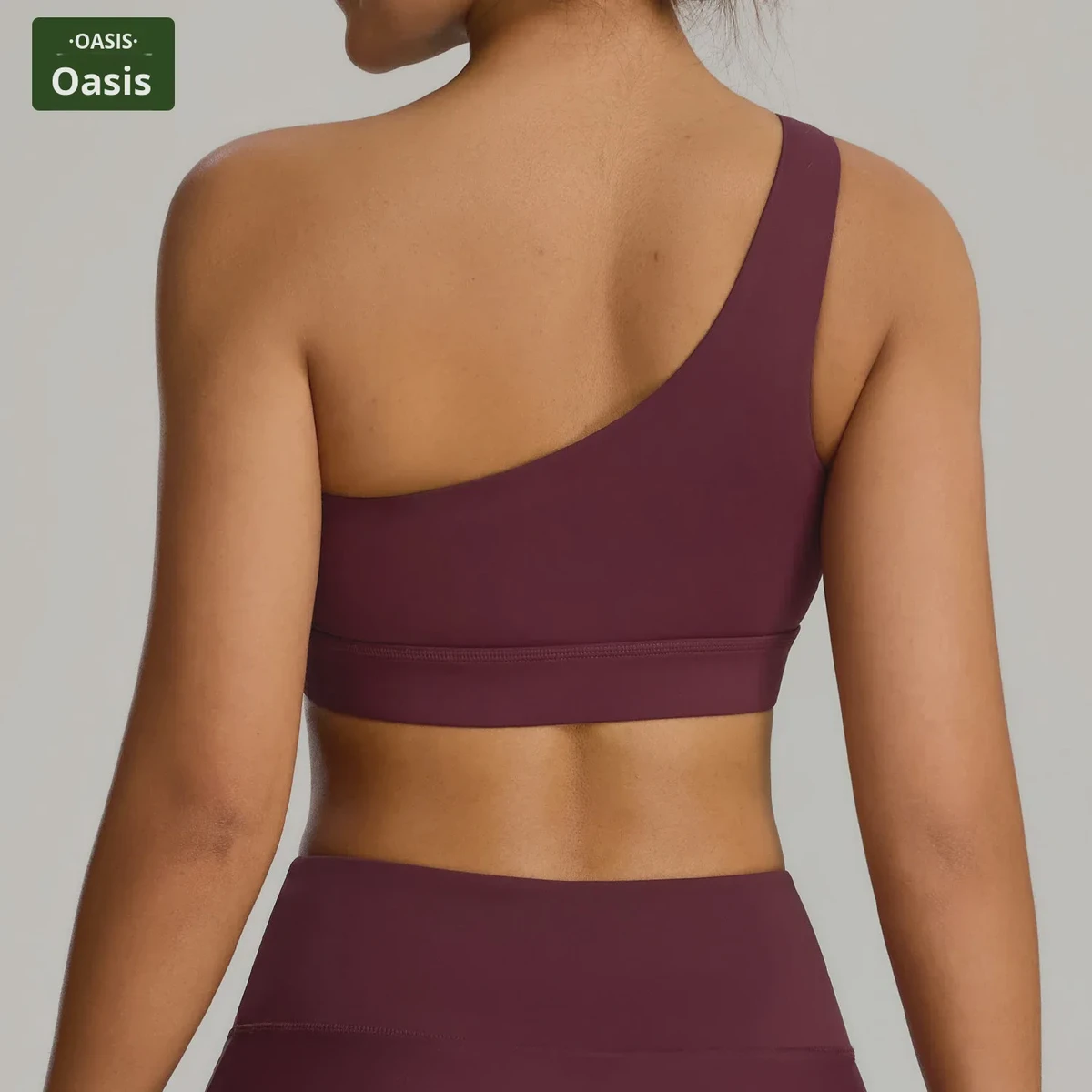 One-Shoulder High Support Quick-Dry Spandex/Nylon Active Gym Sports Bra Shockproof Elastic Naked-Feel Yoga Vest