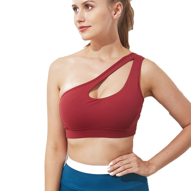 Women's Asymmetrical Running Adults Sports Bra One Shoulder Cutout Buttery Soft High Support Yoga Fitness Activewear Gym Top
