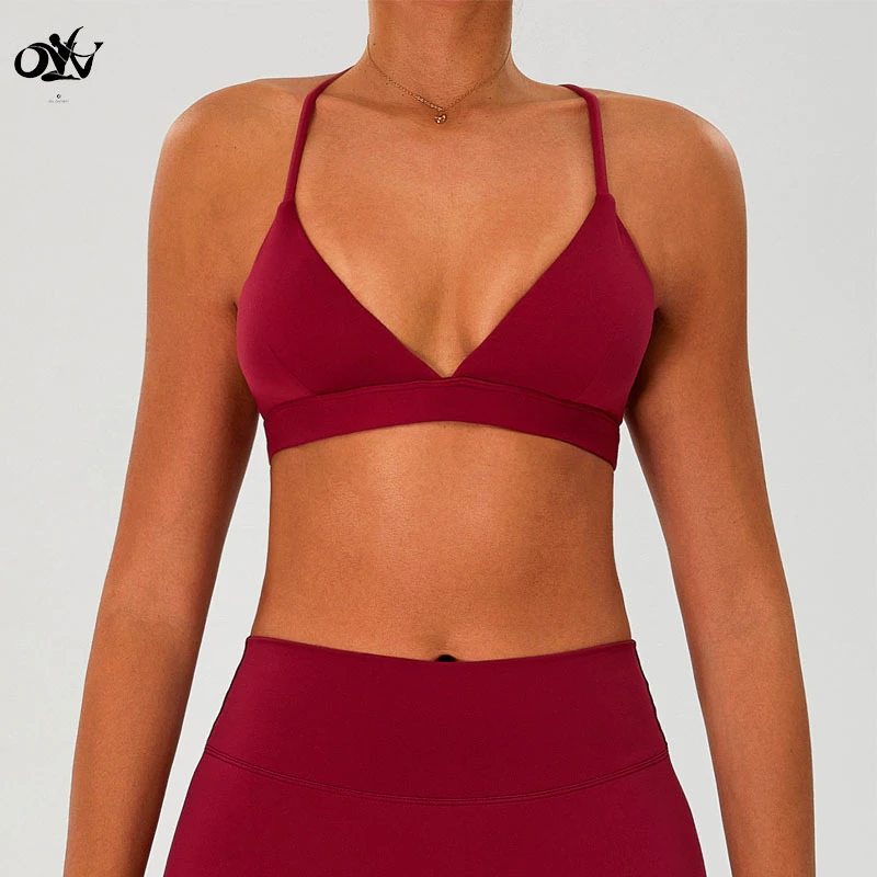 Cross Back V Neck Yoga Sports Bra for Women Fitness Female Sports Bra Fitness Workout Crop Top 2025