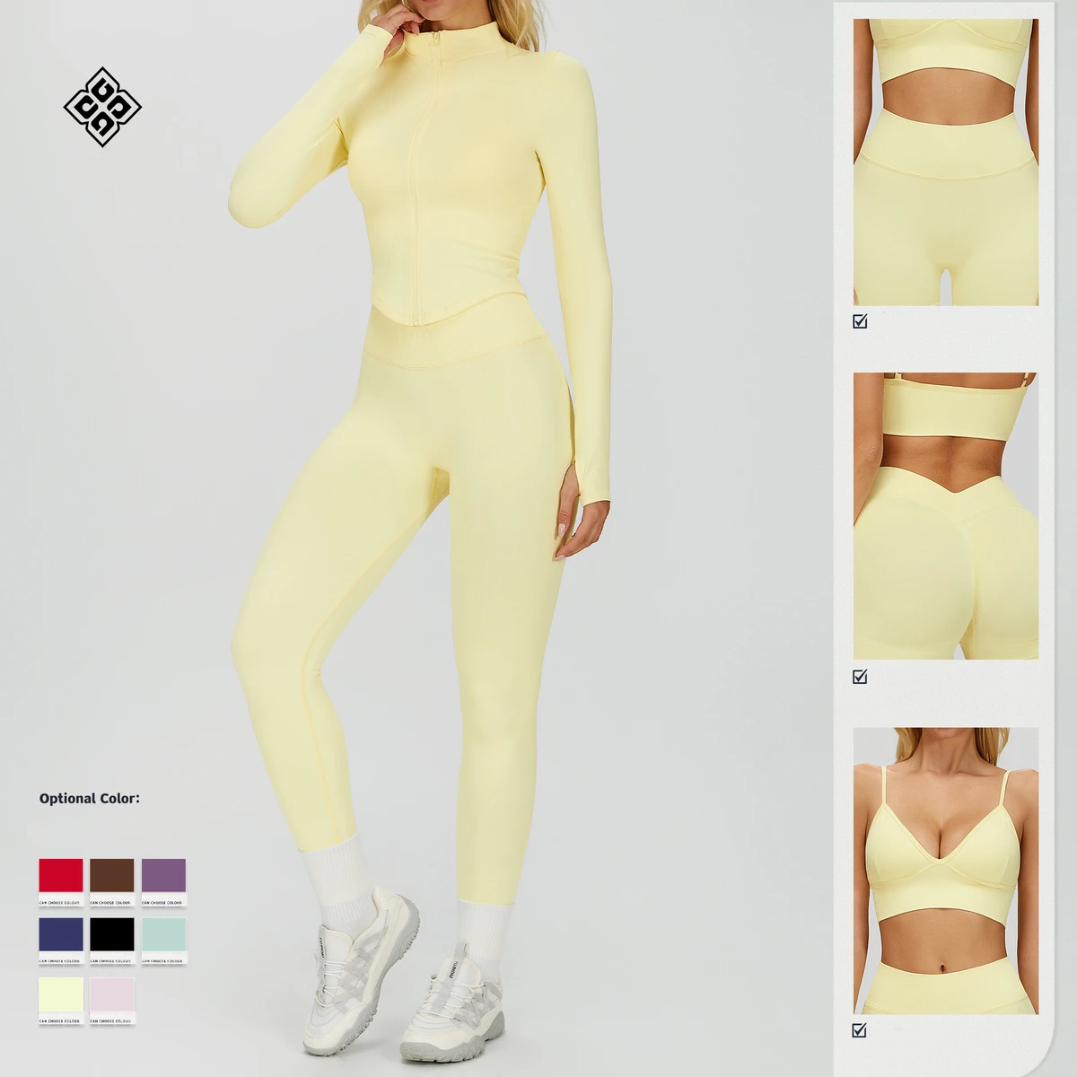 Seamless Tight-fitting Yoga Set Waist-cinching and Slimming Quick-drying Fitness Suit Outdoor Running Exercise Three-piece Set