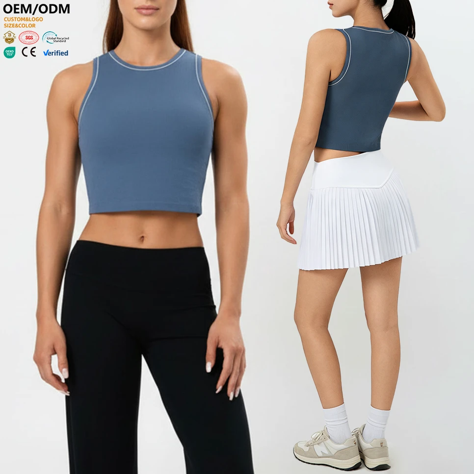 XW-BX777 Activewear Manufacturer Soft Ribbed Comfort Women's Sleeveless Crew Neck Tank Outdoor Running Yoga Top