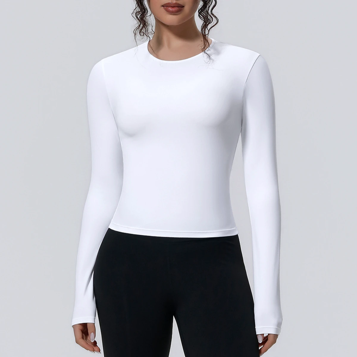 Women's Fashionable Sport Long Sleeve Yoga Top with Brushed Finish High-Intensity Workout Shirt for Pilates Running for Spring