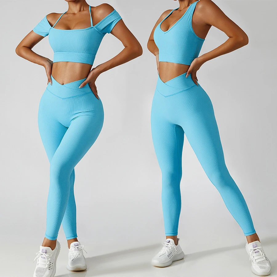Quick-Drying Outdoor Sport 5 Pieces Yoga Suit Workout Active Wear Sportswear Gym Set Women Fitness Yoga Sets