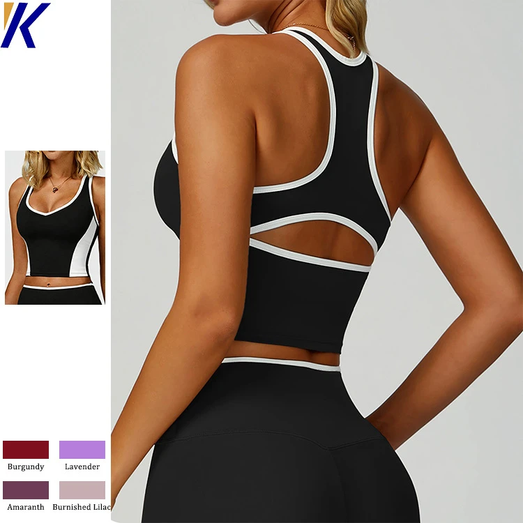 Contrast Binding 2026 Custom Female Training Yoga Bra Clothes Running Tank Top Gym Fitness Women Slim Fit Custom Logo Singlets