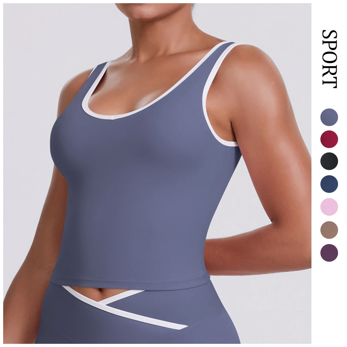 Wholesale Breathable Padding Vest Workout Fitness Gym Nylon Spandex Athletic Custom Sports Yoga Gym Tank Top