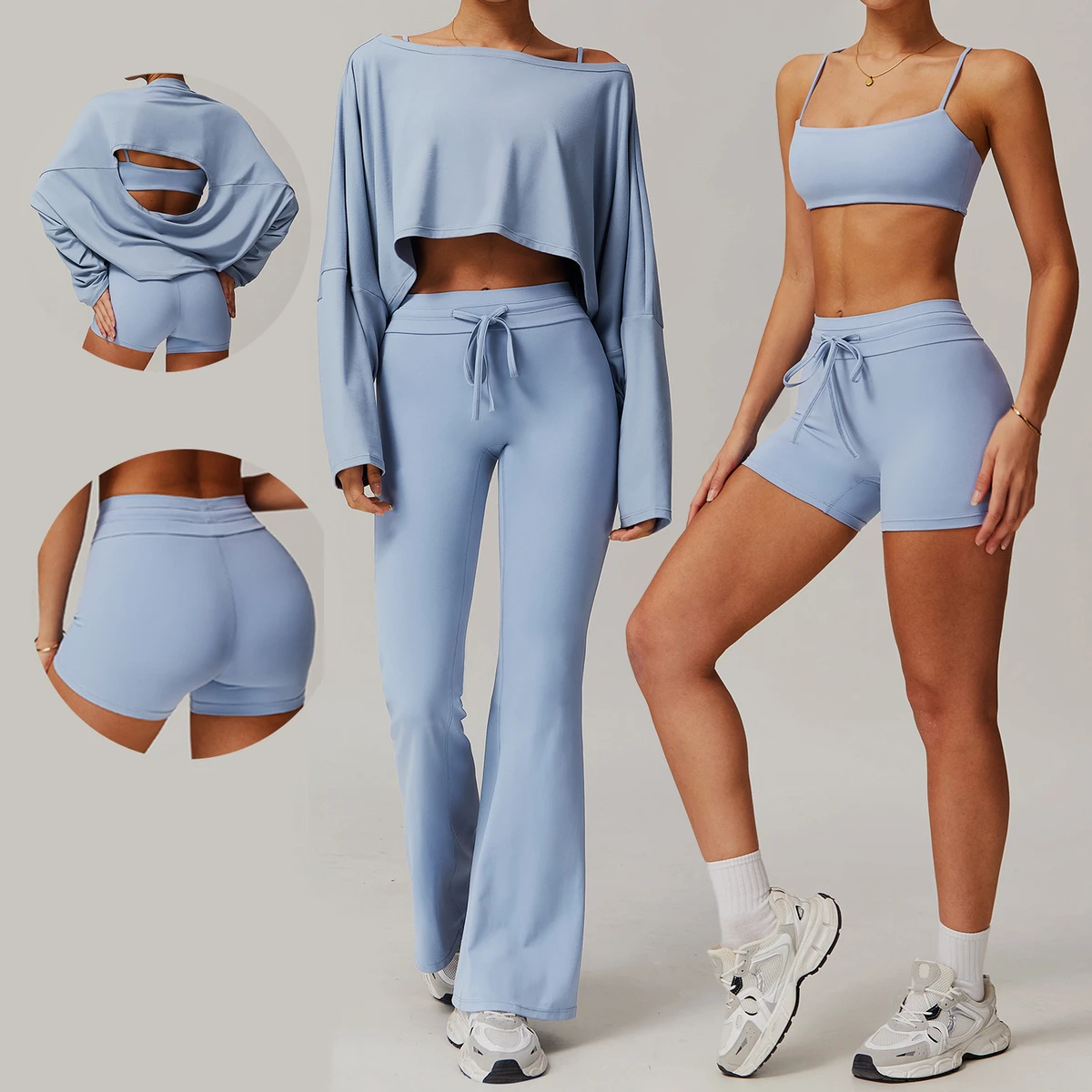 Custom Womens Sports Bra Breathable Organic Cotton Activewear Four-Way Stretch Yoga Wear Set Women