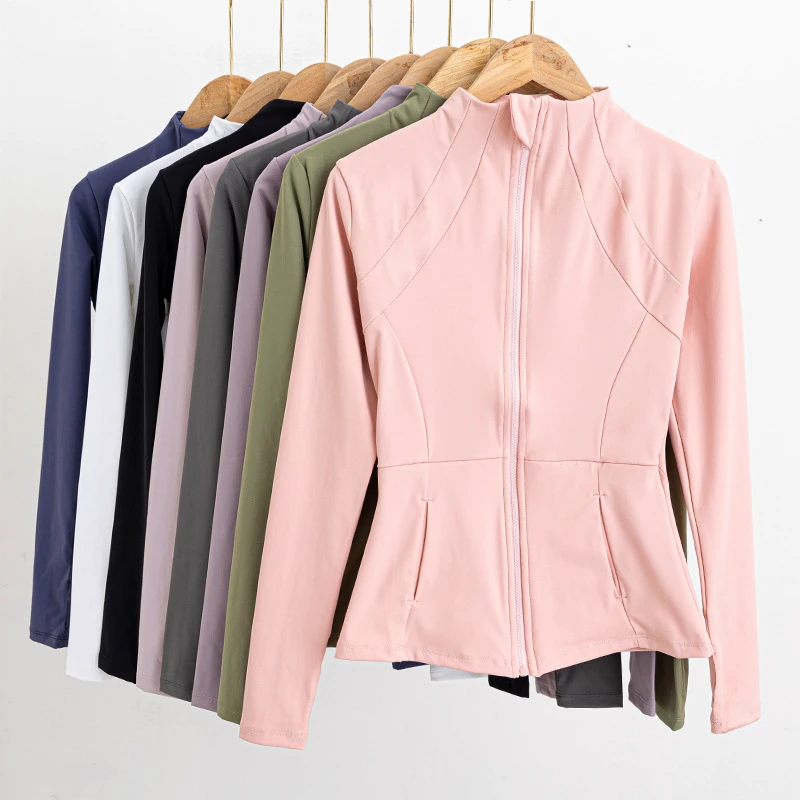 Slim Breathable Yoga Fitness Long-sleeved for Top Stand Collar Quick-drying Sports Jacket