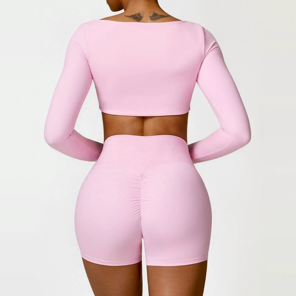 High Quality Long Sleeves Hanging Neck Yoga Clothing Tight Quick Dry Sports Fitness Yoga Pilates Outfit
