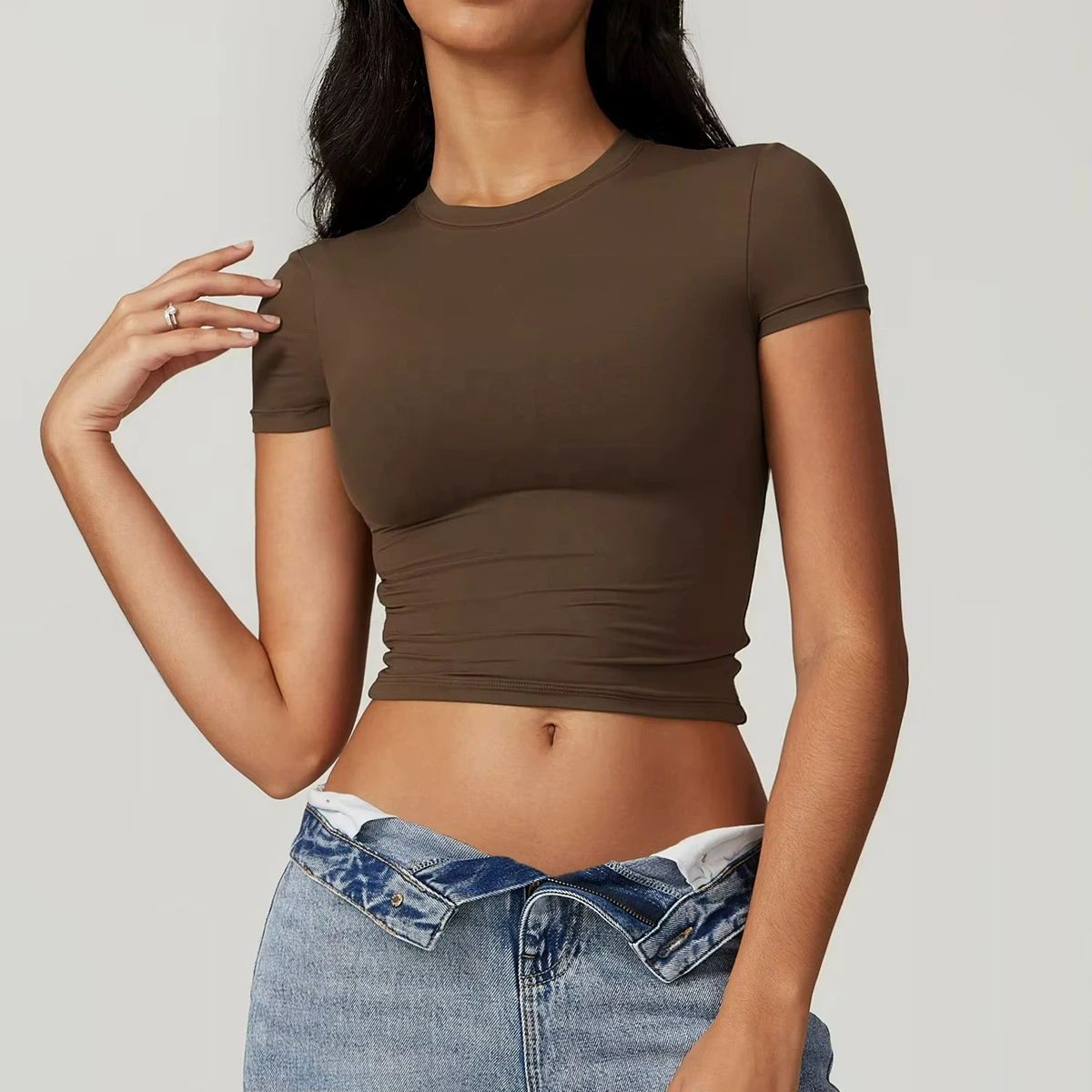 Quick-Dry Plus Size Slim Fit Workout T-Shirt Women Breathable Stretchy Casual O-Neck Yoga Top Running Pilates Summer Short Tank