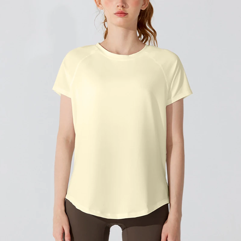YD298 Women's Breathable Yoga Vest Quick Dry Loose-Fitting Wear Short Sleeve Round Neck Yoga Top for Training Gym Wear