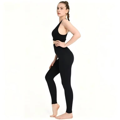 European Size Women Seamless High Waist Yoga Set 2 Piece Solid Color I-Bra Vest & Peach Hip Pants Sports Fitness Suit