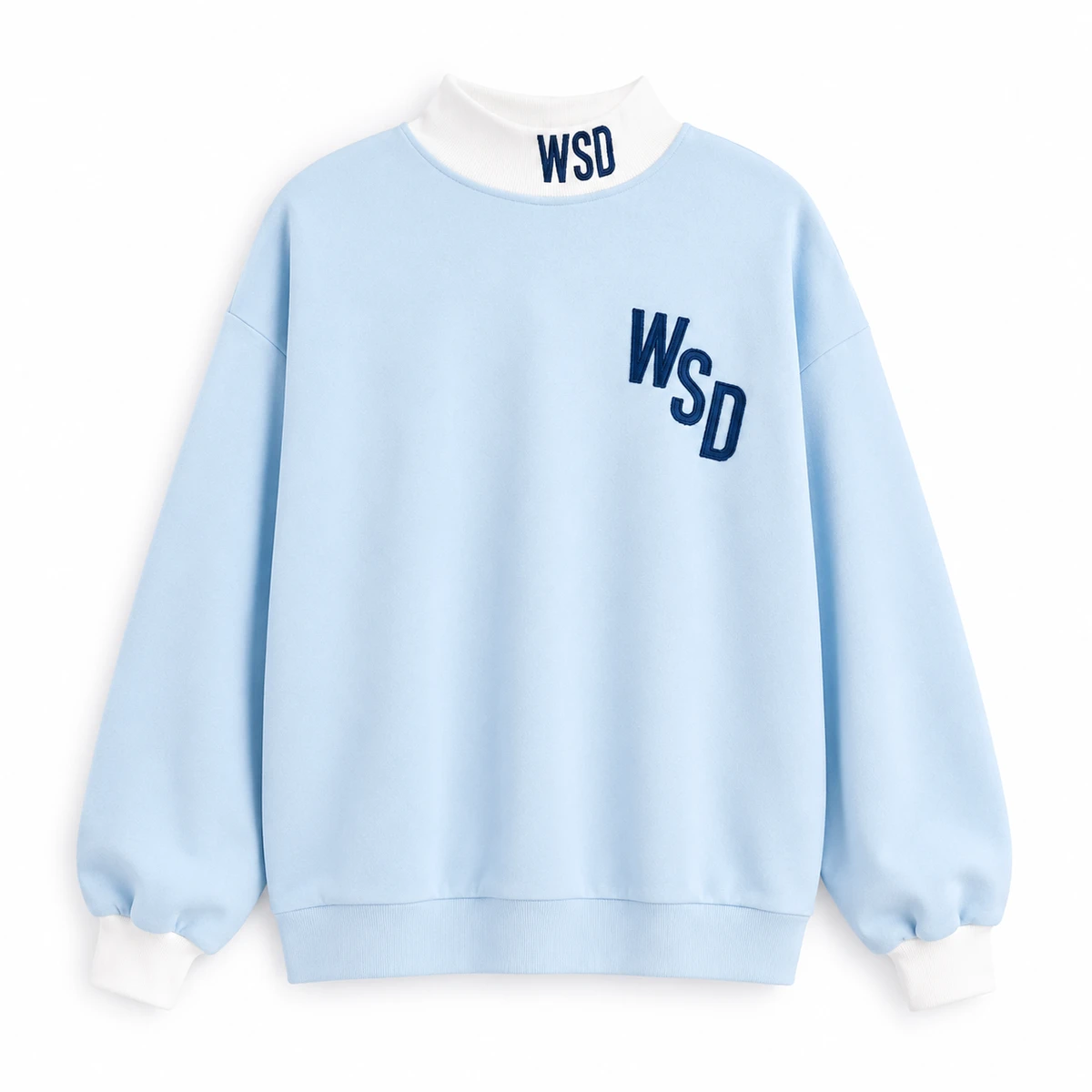 Custom Women's Plus Size Color Block Spliced Mock Neck Sweatshirt Embroidered Letter Custom Logo Loose Casual Long Sleeve Top