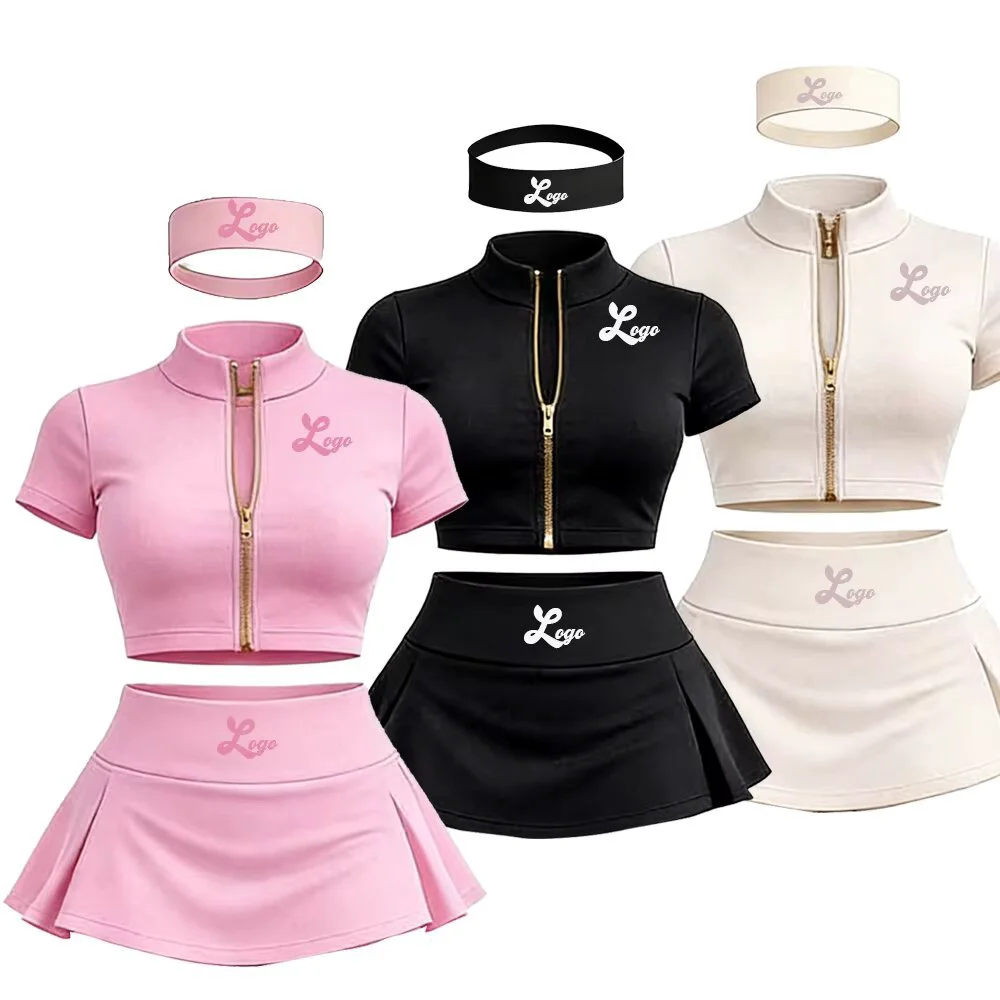 Factory Custom Tennis Golf Pleated Skirt Shorts Women Yoga Top Gym Fashion Plus Size High Waist Quick Dry Tracksuit Set