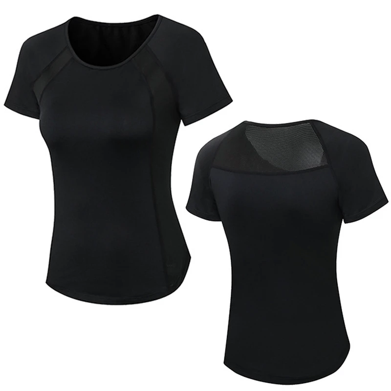 Sports Short Sleeve T Shirt for Women Polyester Mesh Breathable Gym Fitness Wear Yoga Top