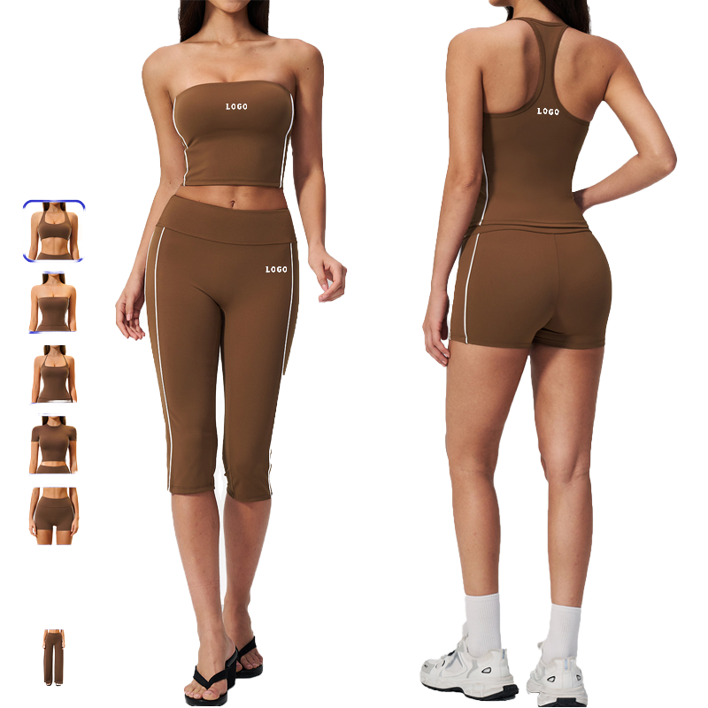 Ropa Deportiva Mujer Custom logo Solid 7 Pieces Women's Sports Wear Quick Dry Yoga Gym Fitness Workout Set for Women Activewear