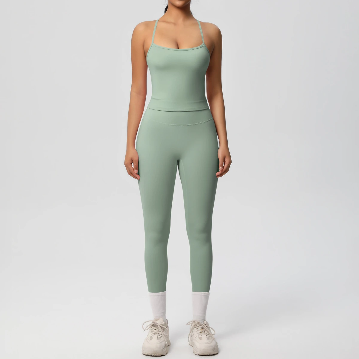 WOJIEER Seamless Yoga Set Women Sleeveless Two Piece Workout Outfit Gym Fitness Sportswear Activewear Yoga Set Custom