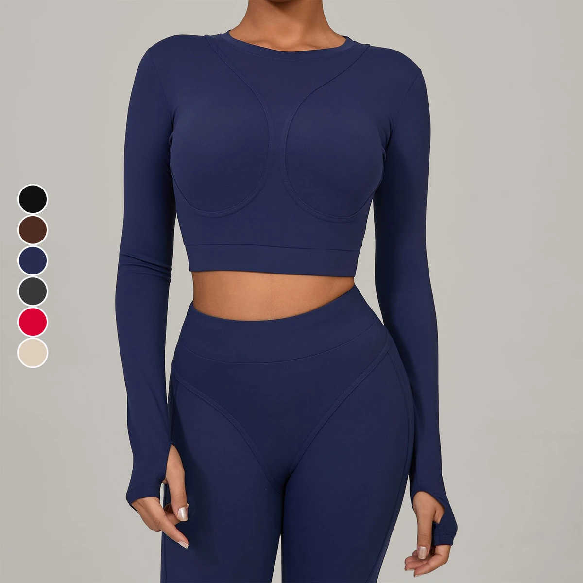 Ladies' High-Intensity Long-Sleeved Fitness Top Breathable and Recyclable Yoga and Pilates Running Sports Wear