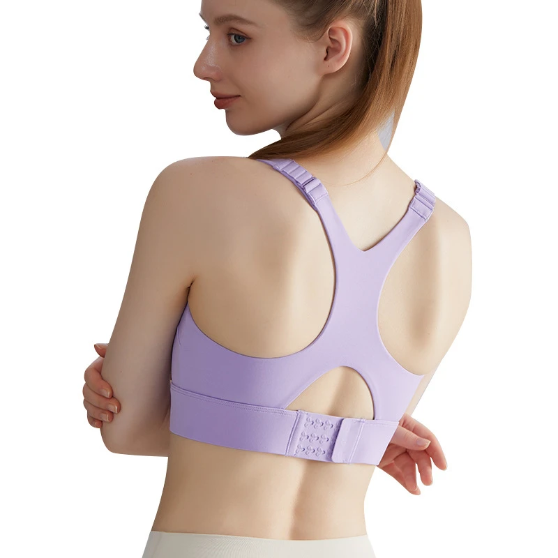 Women's High Support U Neck Sports Bra Adjustable Straps Hollow Out Yoga Tops Breathable Running Active Workout Top