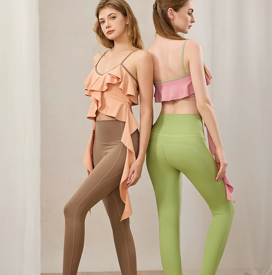New Color Block Sports Yoga Suit High Strength Breathable Fitness Yoga Sports Set Flower Bras and Leggings Pilates Wear