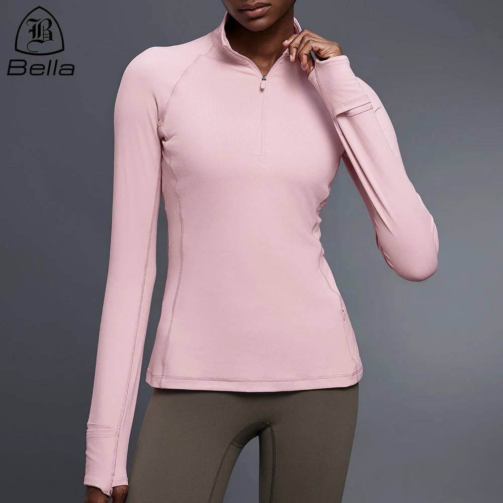High-end Custom Activewear Stand Collar Quarter Zip Sports Jacket Women's Long Sleeve Workout Yoga Top