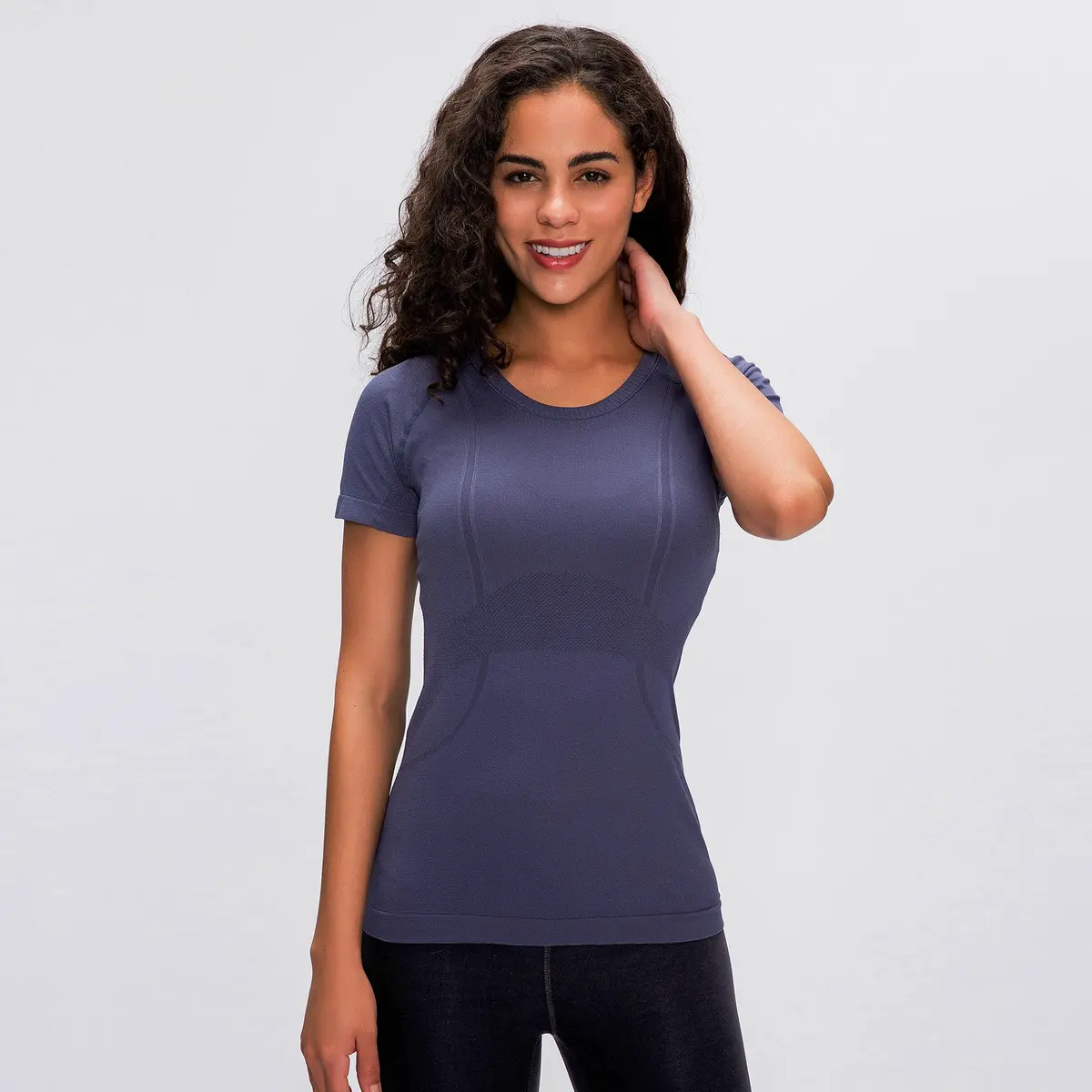 Custom LOGO New Fast Dry Breathable Seamless Round Neck Sports T-Shirt Outdoor Running Fitness Yoga Short Sleeve