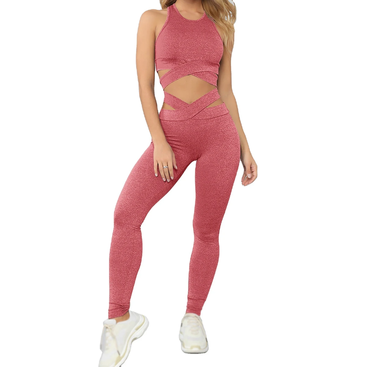 Seamless 2 Piece Yoga Sets Women's Fitness Clothing Rompers Jumpsuit Active Sportswear Gym Wear Custom Spandex/Nylon