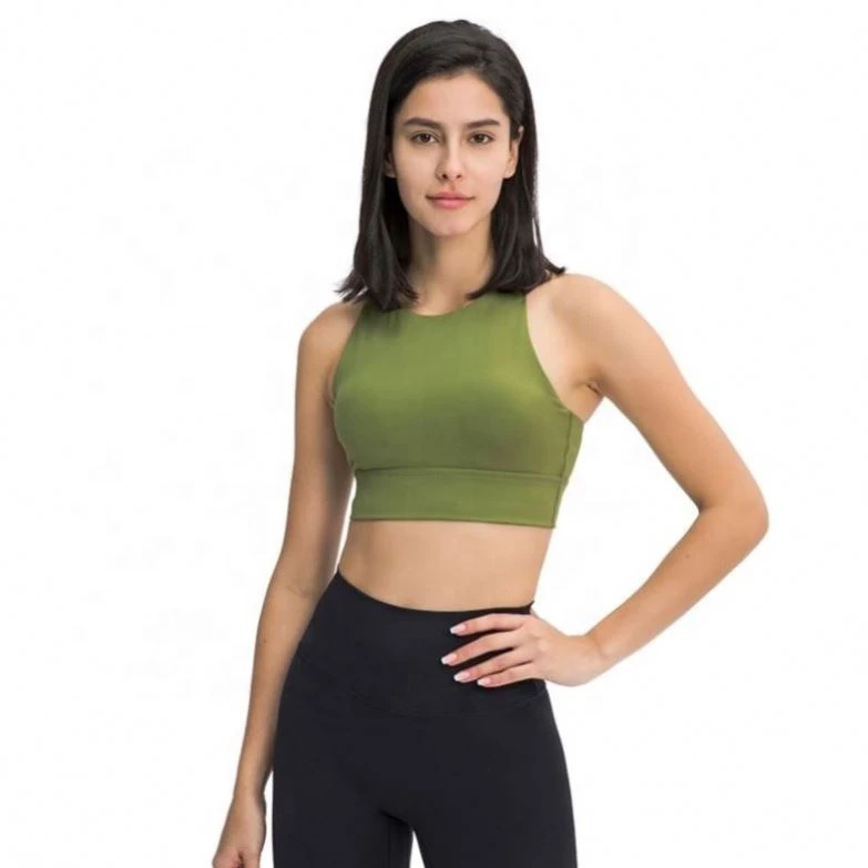 Women High Neck Full Coverage Hollowed Out Back High Support Running Fitness Yoga Sports Bra