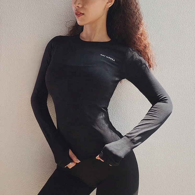Ruxi Women Long Sleeve Seamless Wourkout Gym Shirt Woman Dryfit T-shirts Womens Stretchy Tops Fitness Workout Activewear Shirt