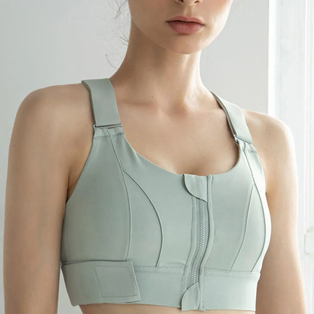 Best Design Women's Medium Support Plus Size Deep V-Neck Removable Pads Sport Bra Yoga Running Breathable Eco-Friendly