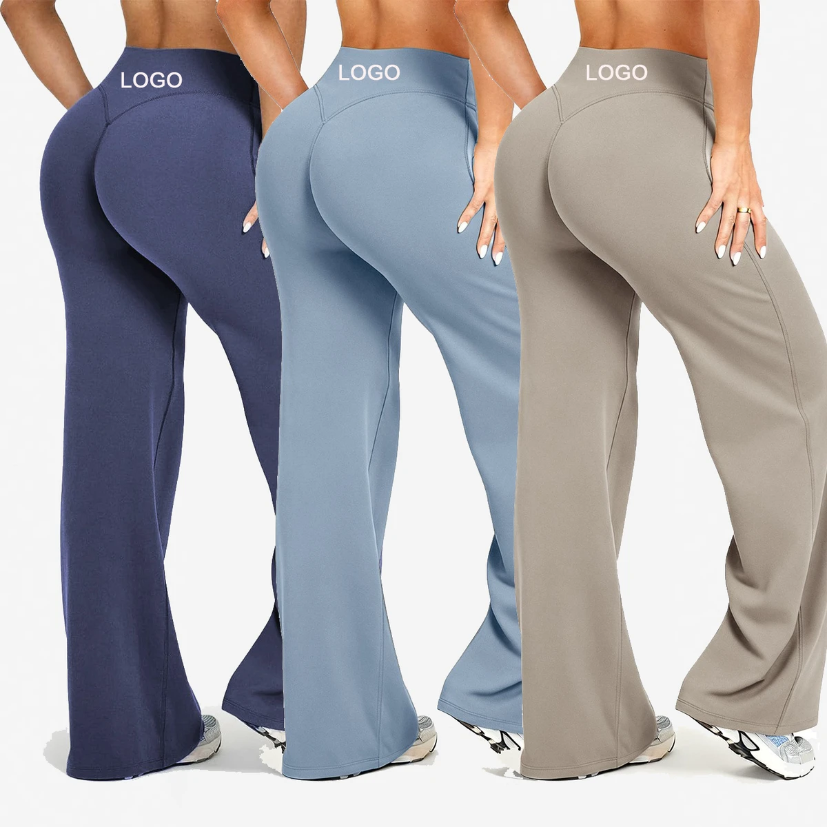 High Quality Gym Workout Activewear Tights XS Loose High Waist Yoga Leggings Solid Sports Flared Pants for Women Clothing