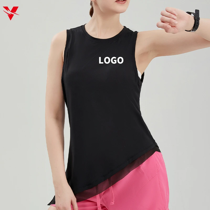 Custom Logo Women Solid Sleeveless Running Vest Sport Gym Fitness Clothing Quick Drying Skin Friendly Ladies Yoga Tank Tops 2129