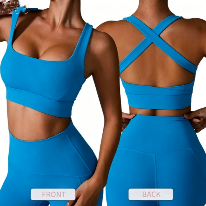 Supportive Plus Size Lightweight Cross Back Yoga Sports Bra with Quick Dry Breathable Spandex/Nylon Material for Women