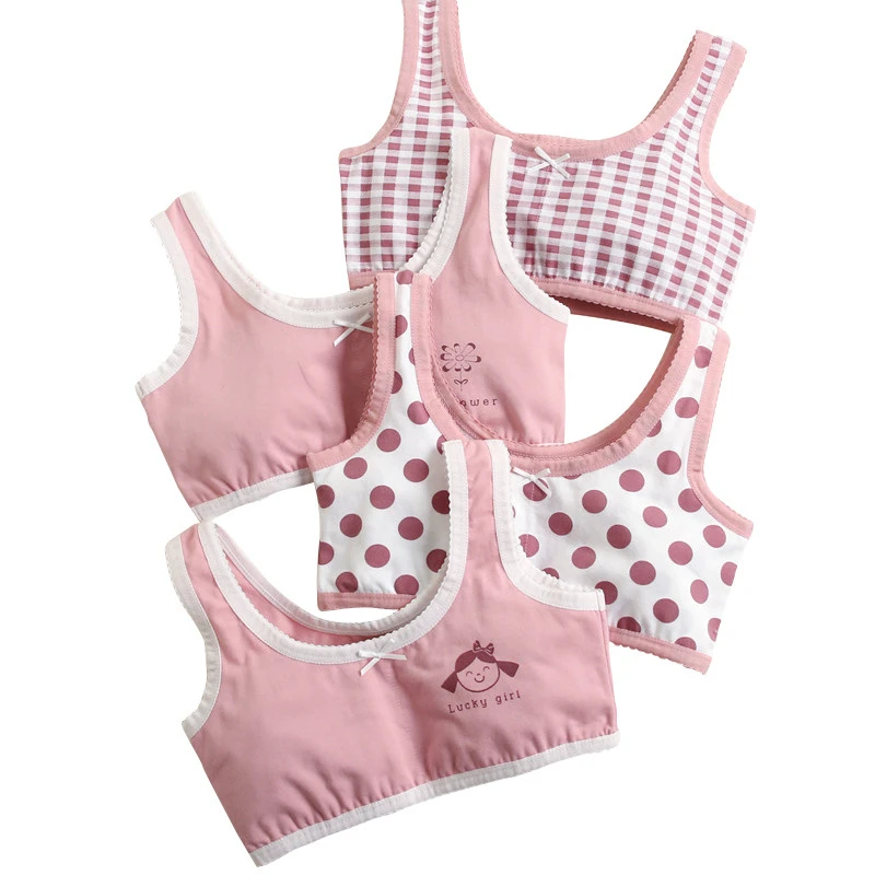 Wholesale Girls 7-16 Customized 4-Pack Cotton Breathable Racerback Bras