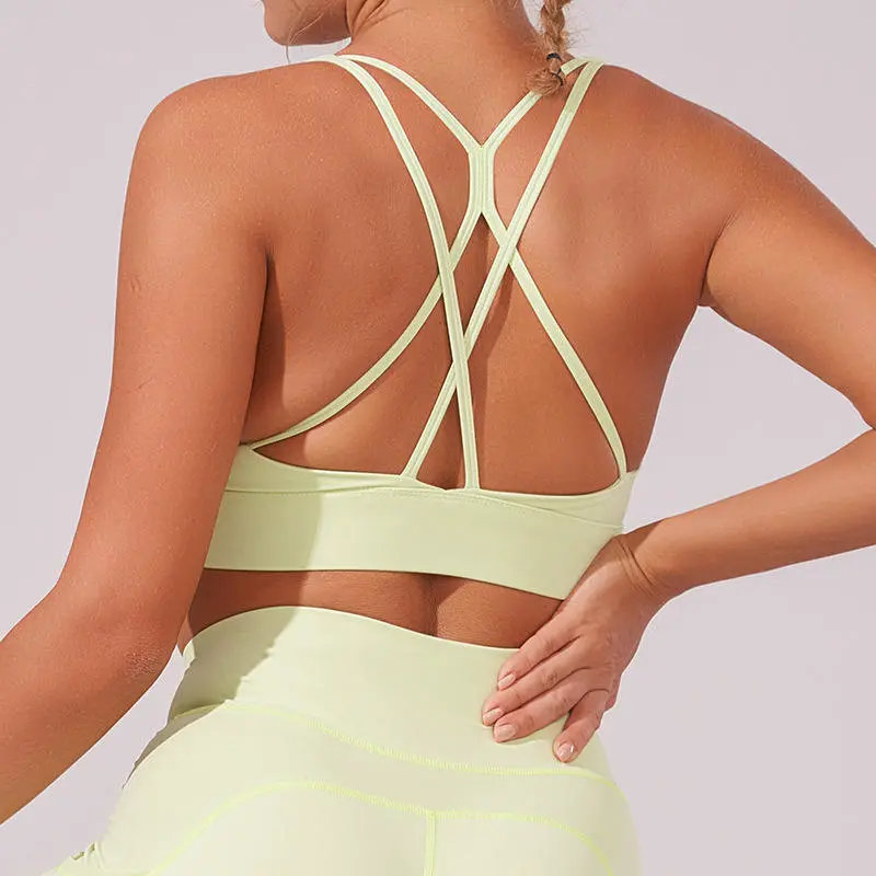 Custom Lightweight Soft Comfort Stretch Top Breast Support Cross Back Sports Bra for Women