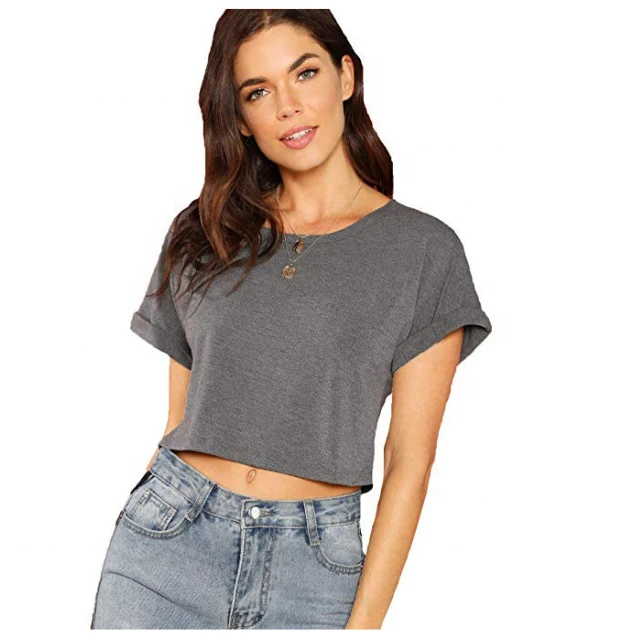 2021 Women's Summer Crop Tops Sexy Short Sleeve Yoga Gym Sports Streetwear Custom Logo Workout Tee Solid Casual Hole Flannel