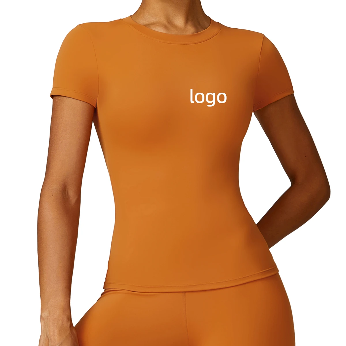 High Quality Women's Lightweight Solid Color Quick-Dry Active Stretch Yoga Short Sleeve Athletic Workout Top Skinny Fit Sports