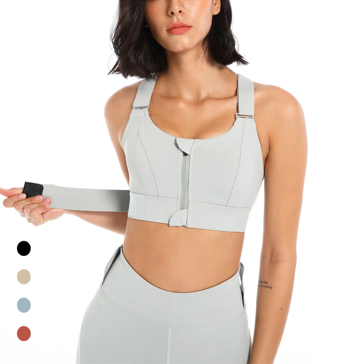 Women's High Impact Sports Bra Front Zip and Adjustable Fitness Bra Shockproof Gym Bra Plus Size