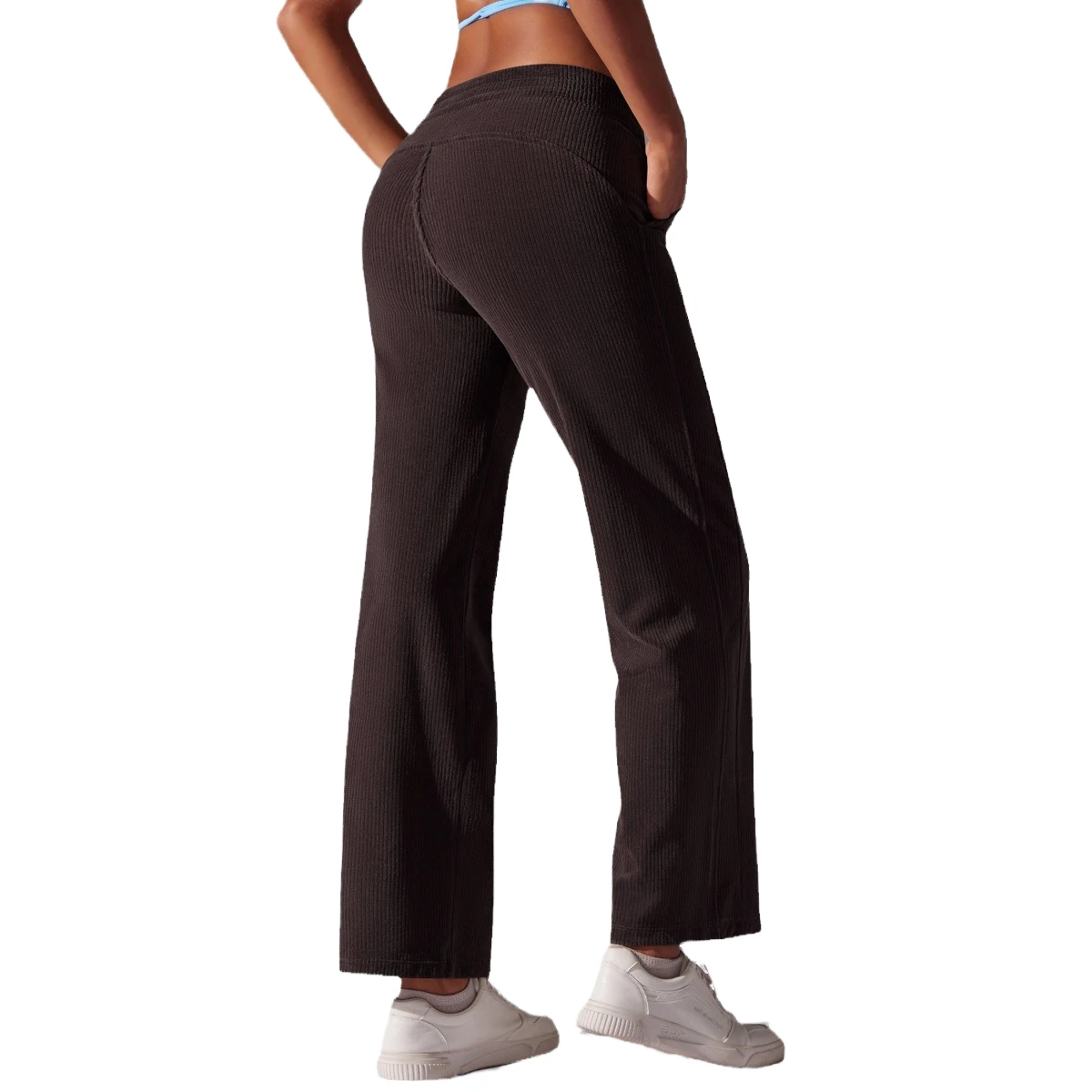 High Quality Solid Polyester/Cotton High Waist Anti-static Breathable Full-Length Yoga Sports Leggings Pants Customizable Logo
